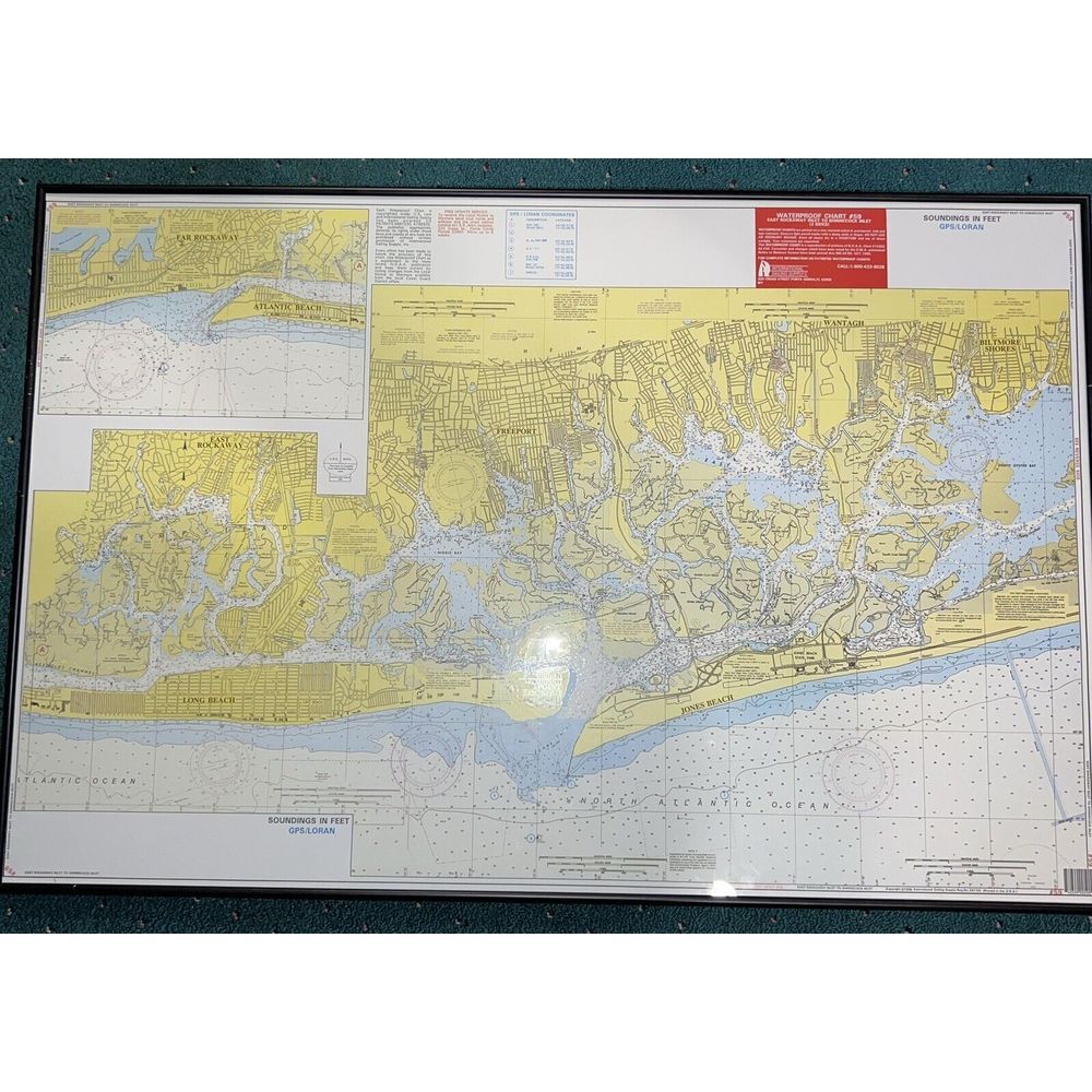 Waterproof Chart # 59-2 Sides-Soundings in Feet/GPS‎ Loran